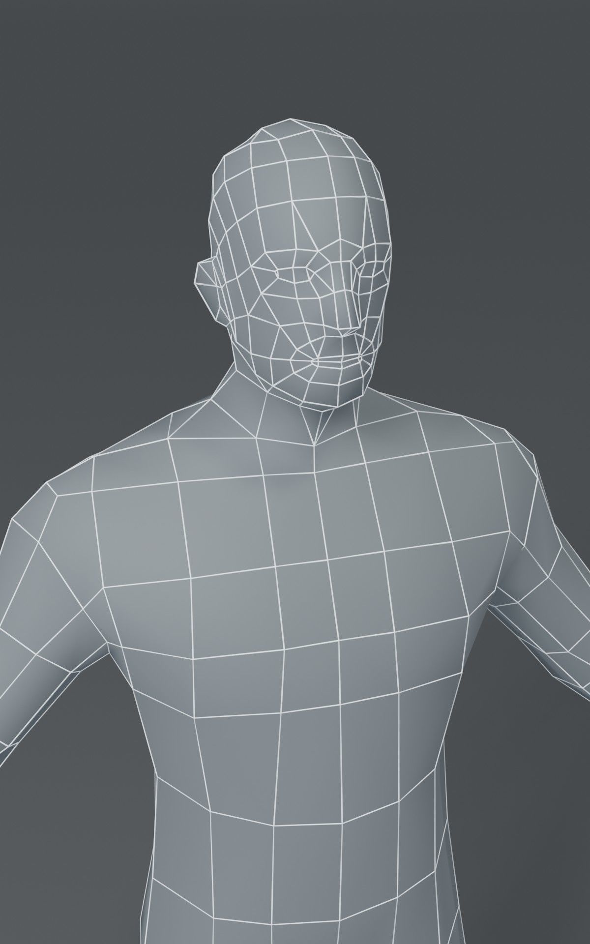 Male Body Base Mesh  3D Model 1000 Polygons Low-poly 3D model_14