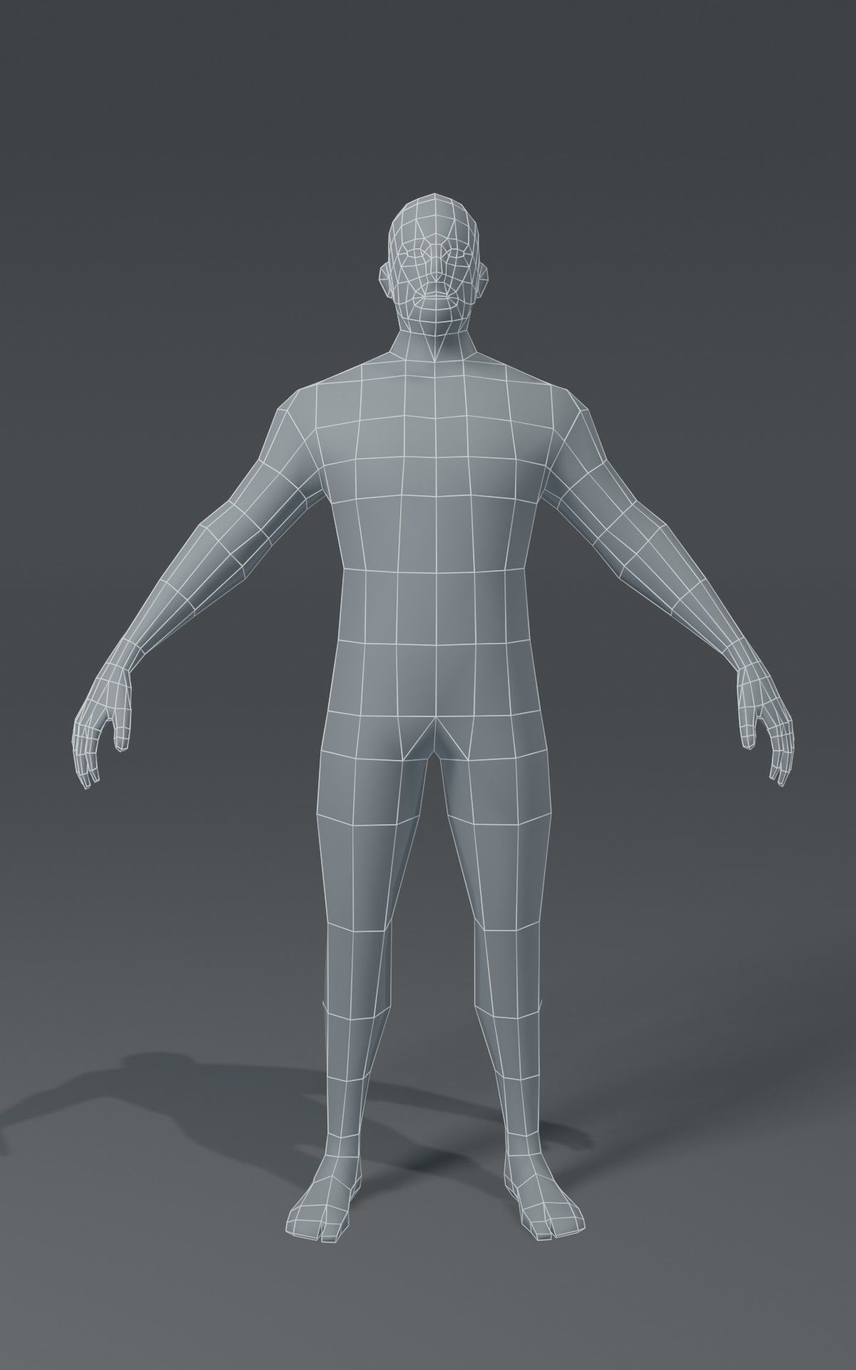 Male Body Base Mesh  3D Model 1000 Polygons Low-poly 3D model_3