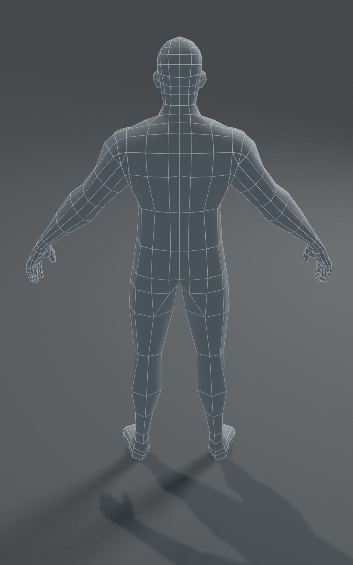 Male Body Base Mesh  3D Model 1000 Polygons Low-poly 3D model_8
