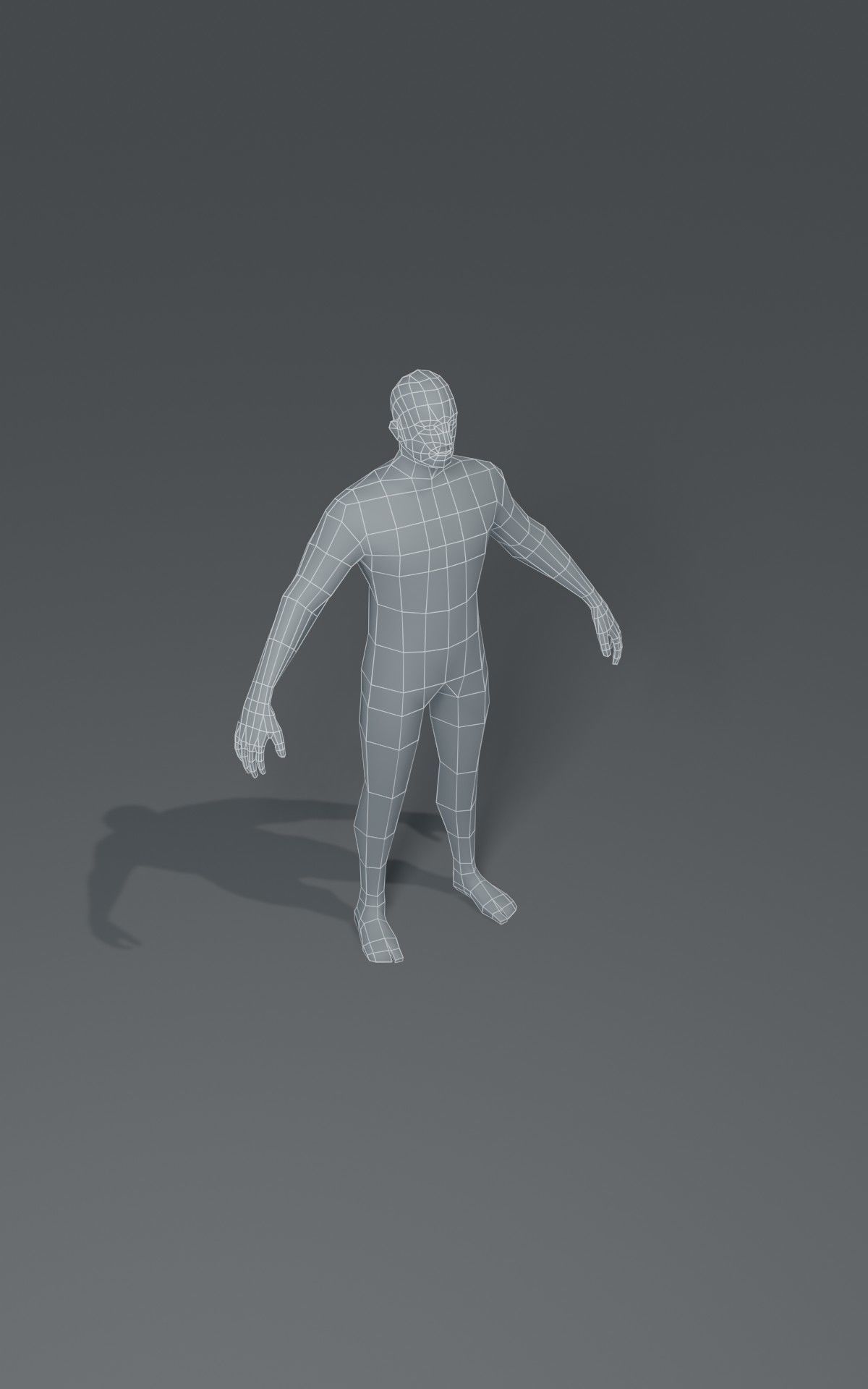 Male Body Base Mesh  3D Model 1000 Polygons Low-poly 3D model_7