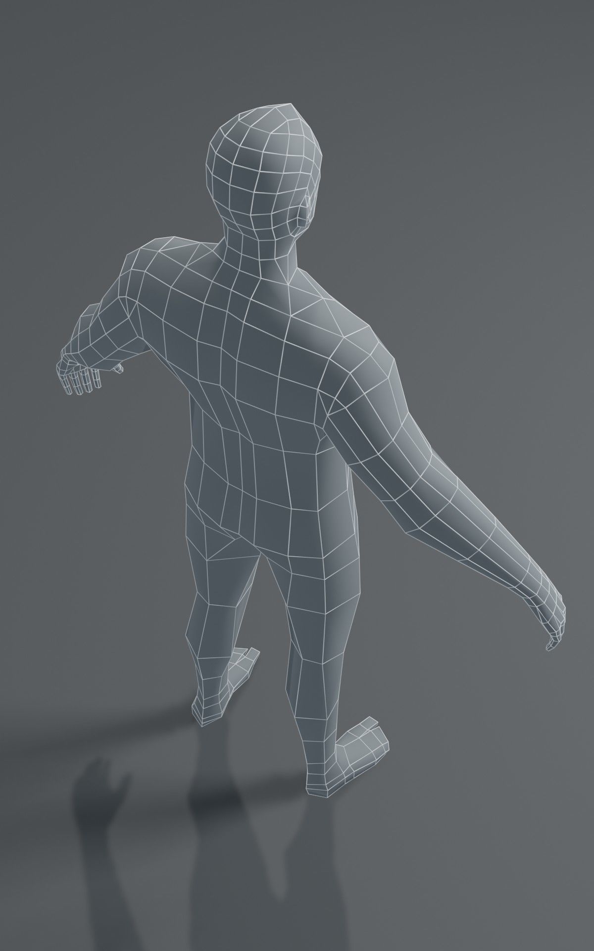Male Body Base Mesh  3D Model 1000 Polygons Low-poly 3D model_5