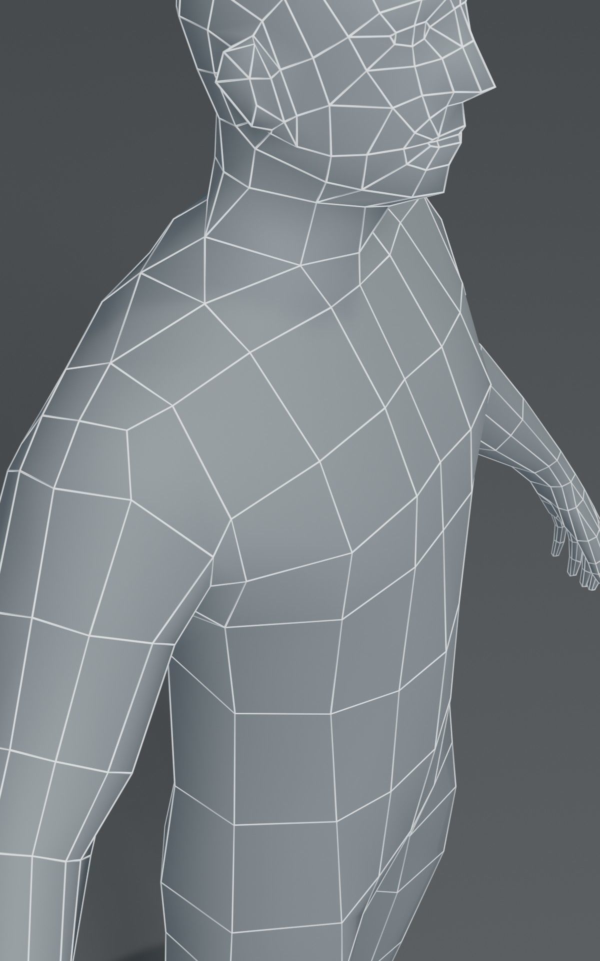 Male Body Base Mesh  3D Model 1000 Polygons Low-poly 3D model_19