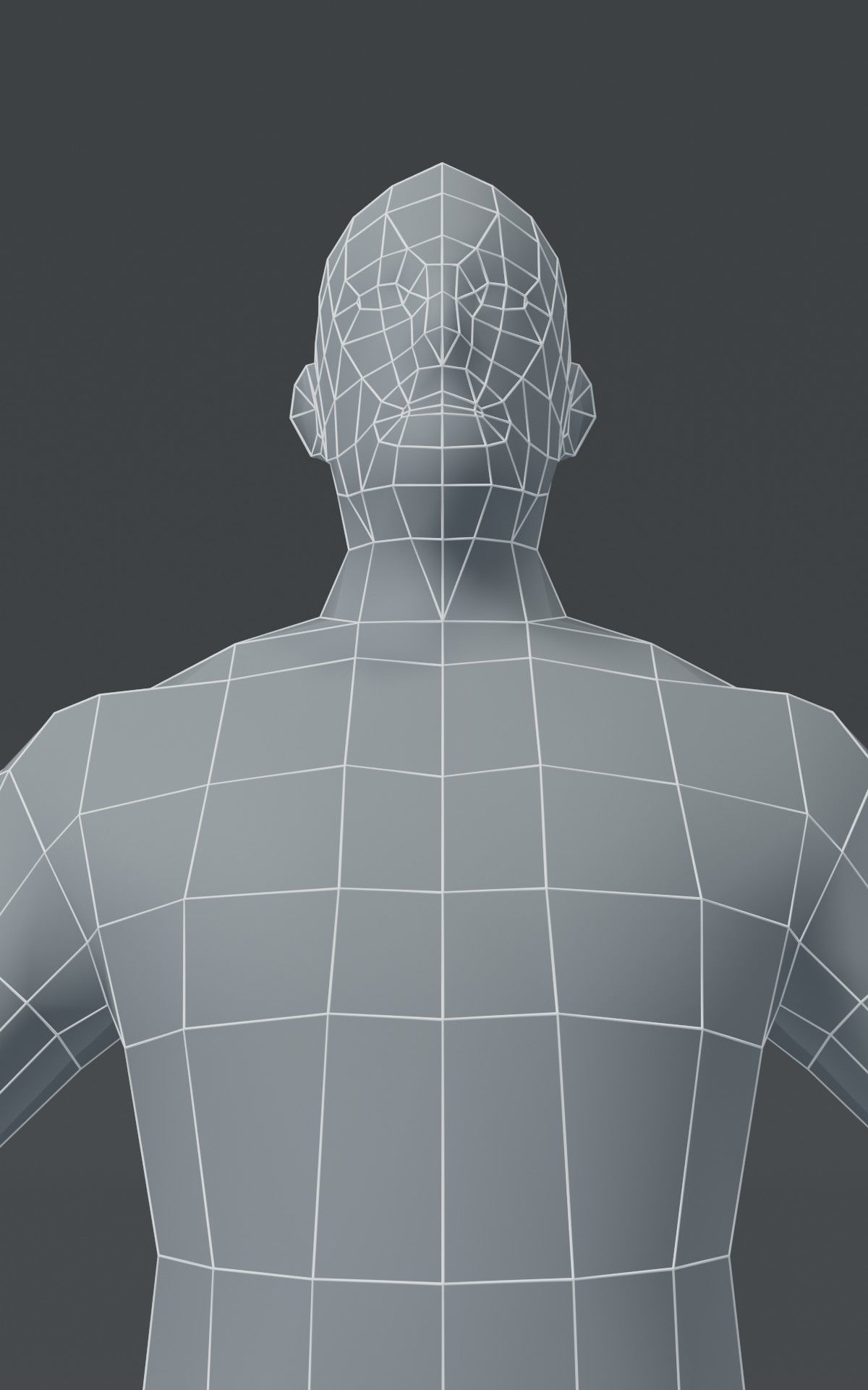 Male Body Base Mesh  3D Model 1000 Polygons Low-poly 3D model_10