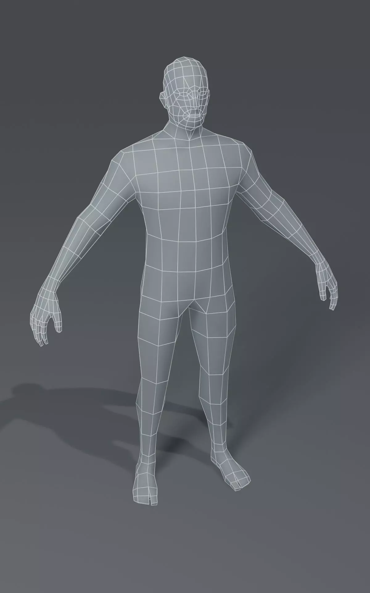Male Body Base Mesh  3D Model 1000 Polygons Low-poly 3D model_0