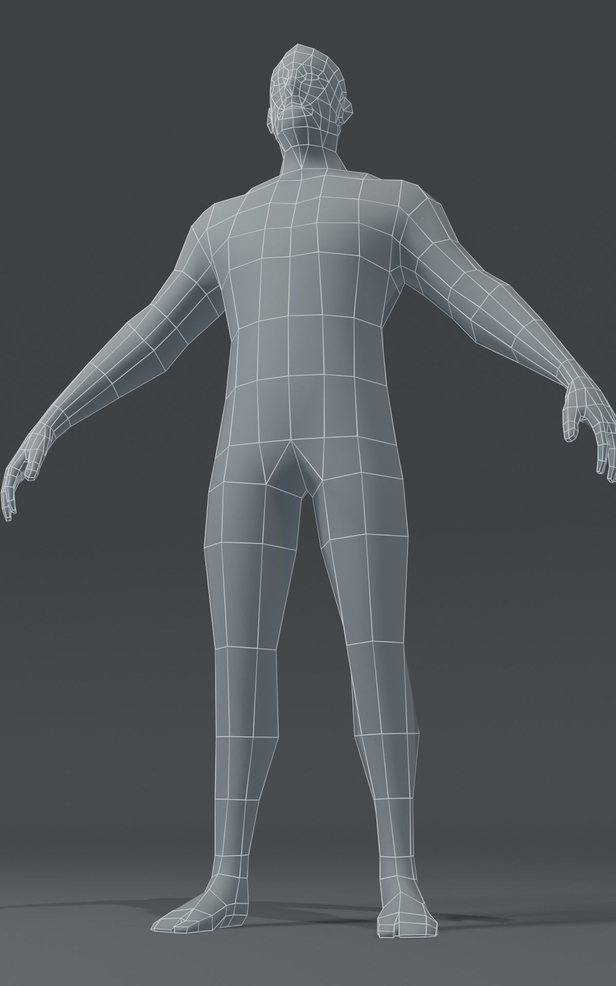 Male Body Base Mesh  3D Model 1000 Polygons Low-poly 3D model_6