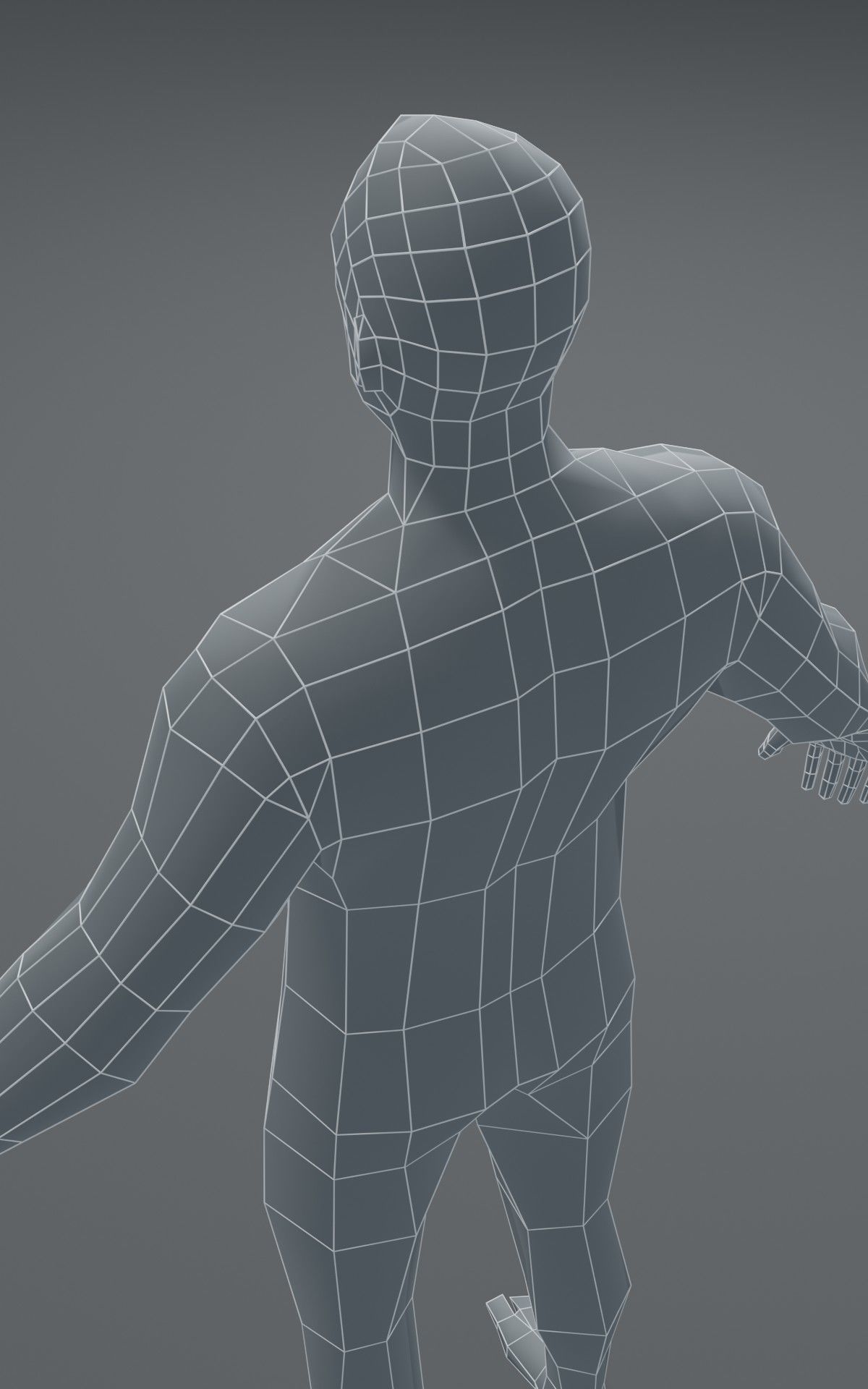 Male Body Base Mesh  3D Model 1000 Polygons Low-poly 3D model_11