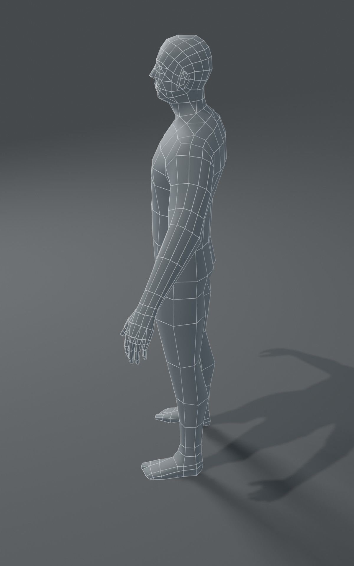 Male Body Base Mesh  3D Model 1000 Polygons Low-poly 3D model_9