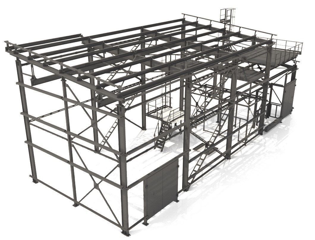 Industrial Metal Hangar 3D model_4