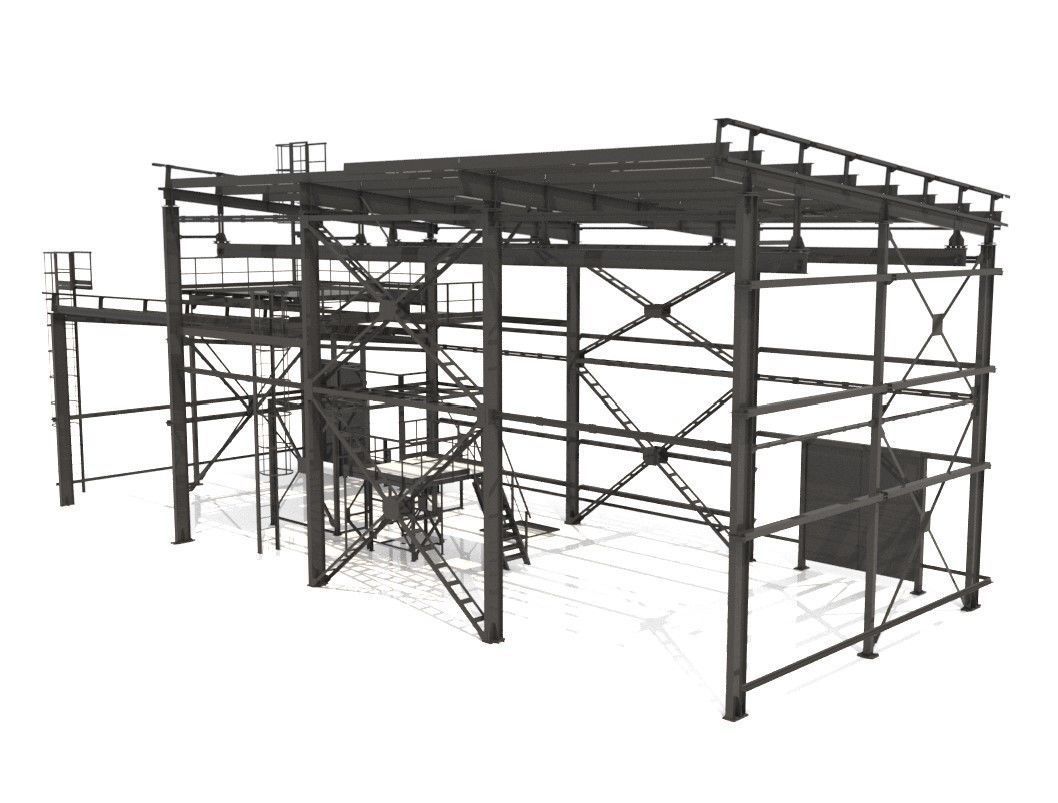 Industrial Metal Hangar 3D model_1