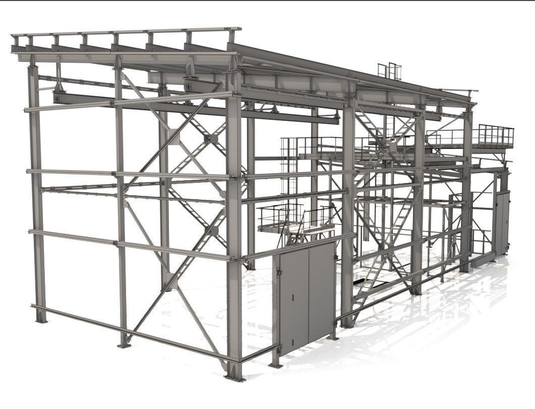 Industrial Metal Hangar 3D model_10