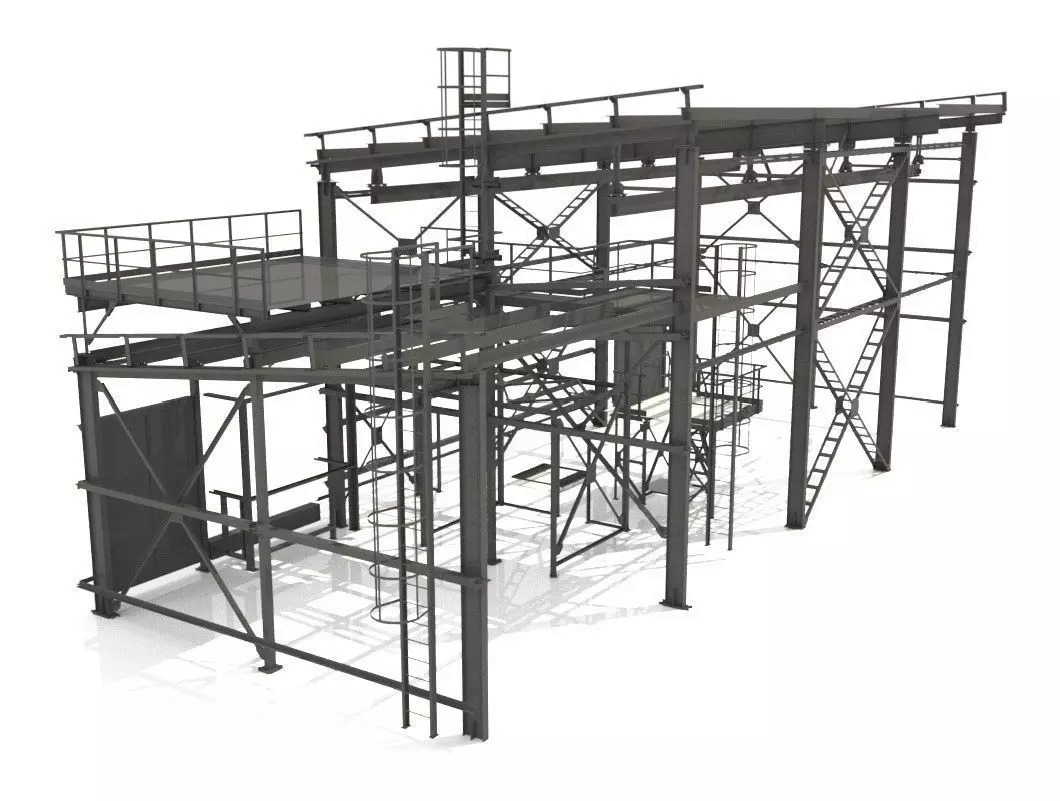 Industrial Metal Hangar 3D model_0