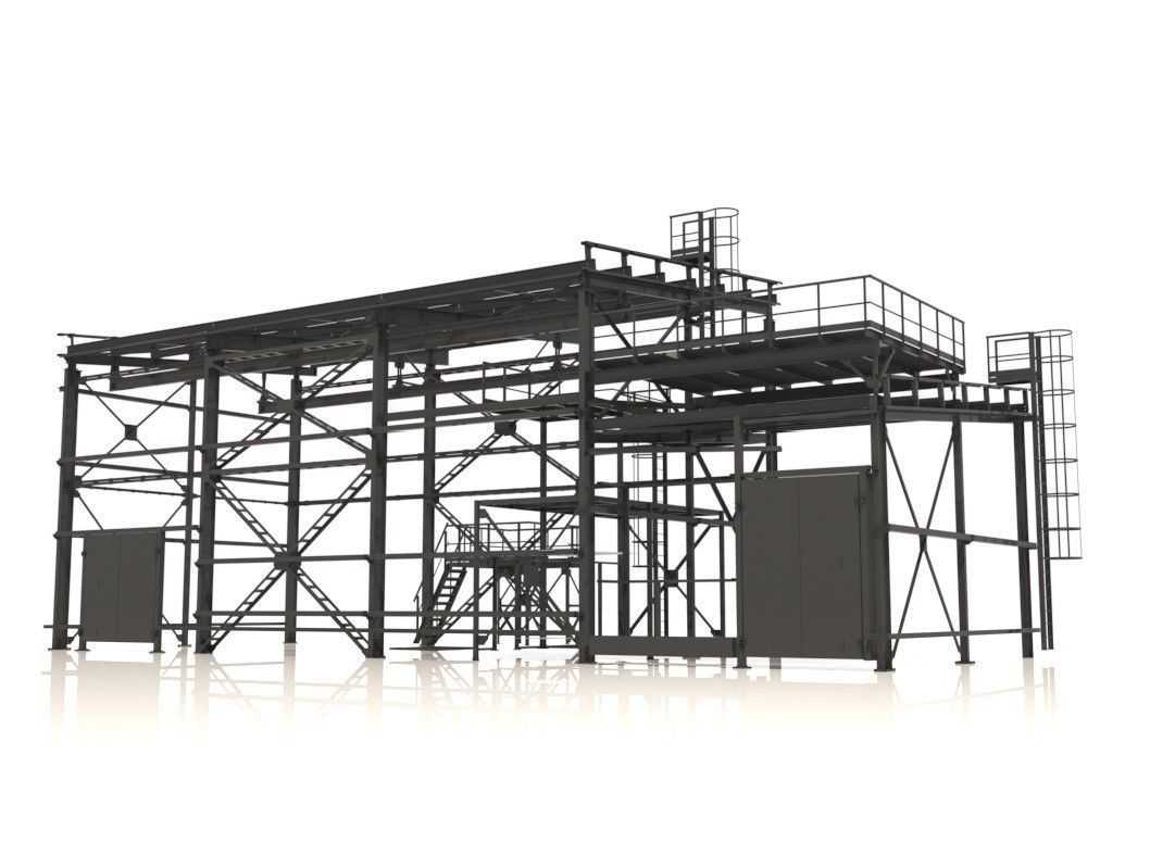 Industrial Metal Hangar 3D model_6