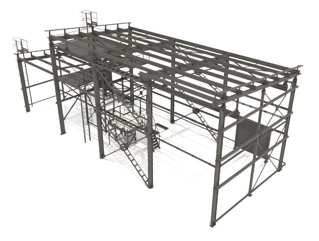 Industrial Metal Hangar 3D model_7