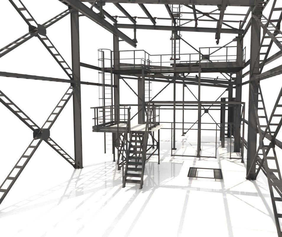 Industrial Metal Hangar 3D model_2