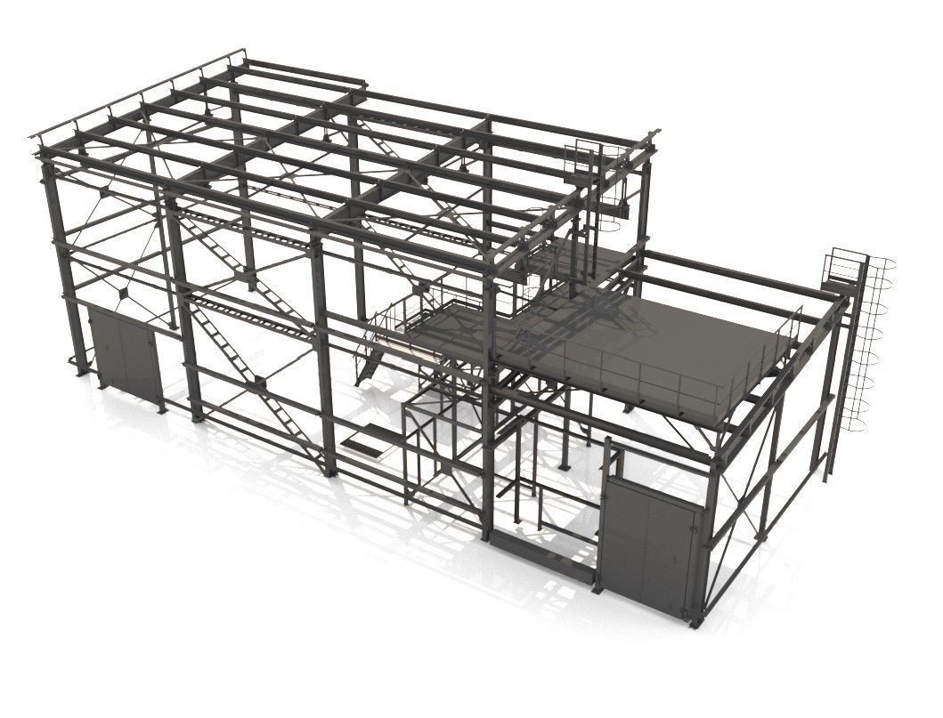 Industrial Metal Hangar 3D model_3