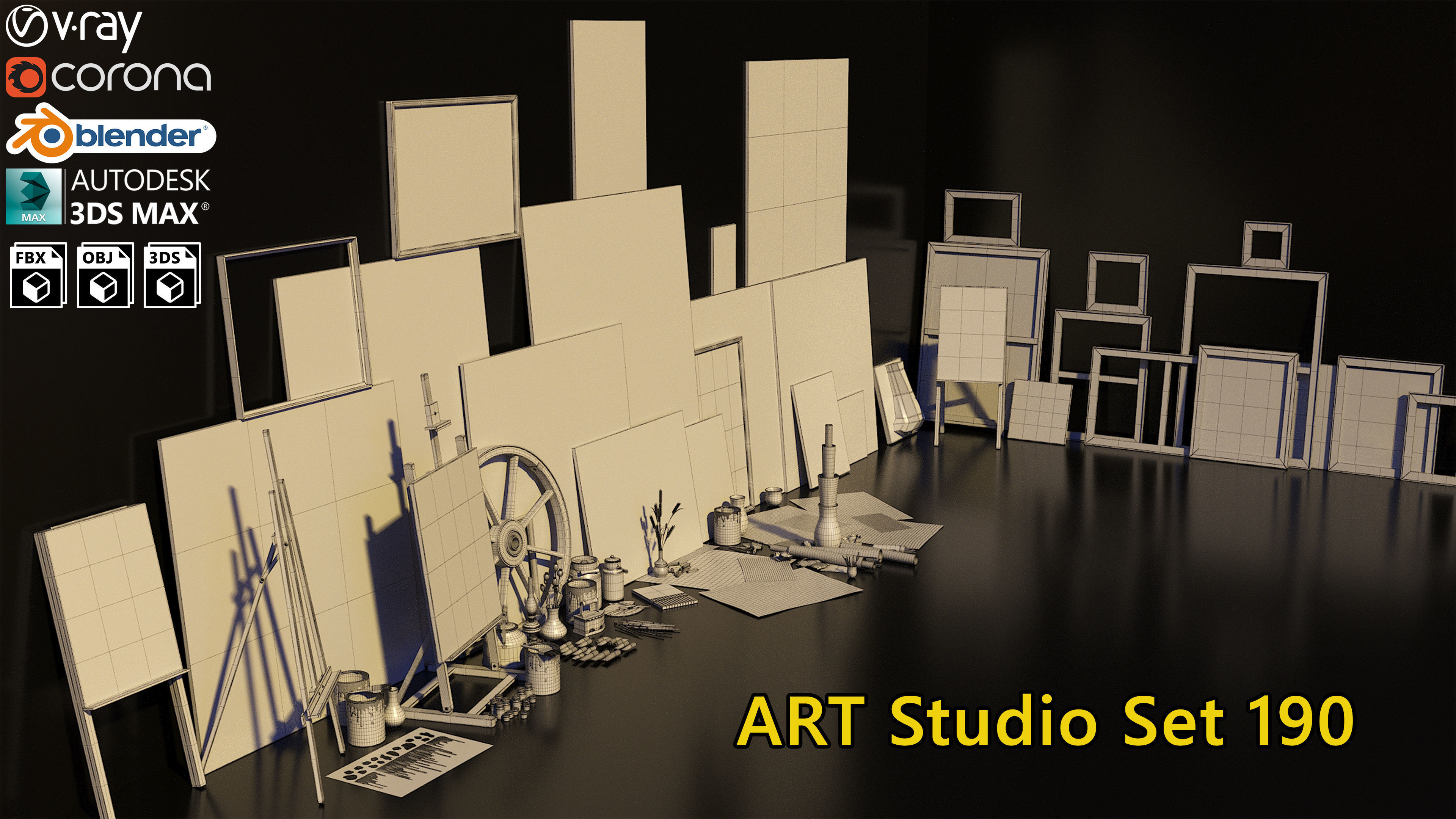 Artist Studio Set 190 3D model_2