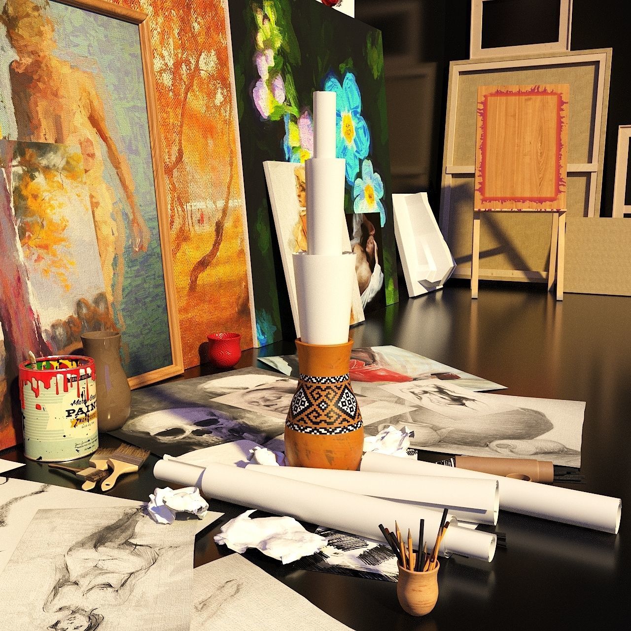 Artist Studio Set 190 3D model_10