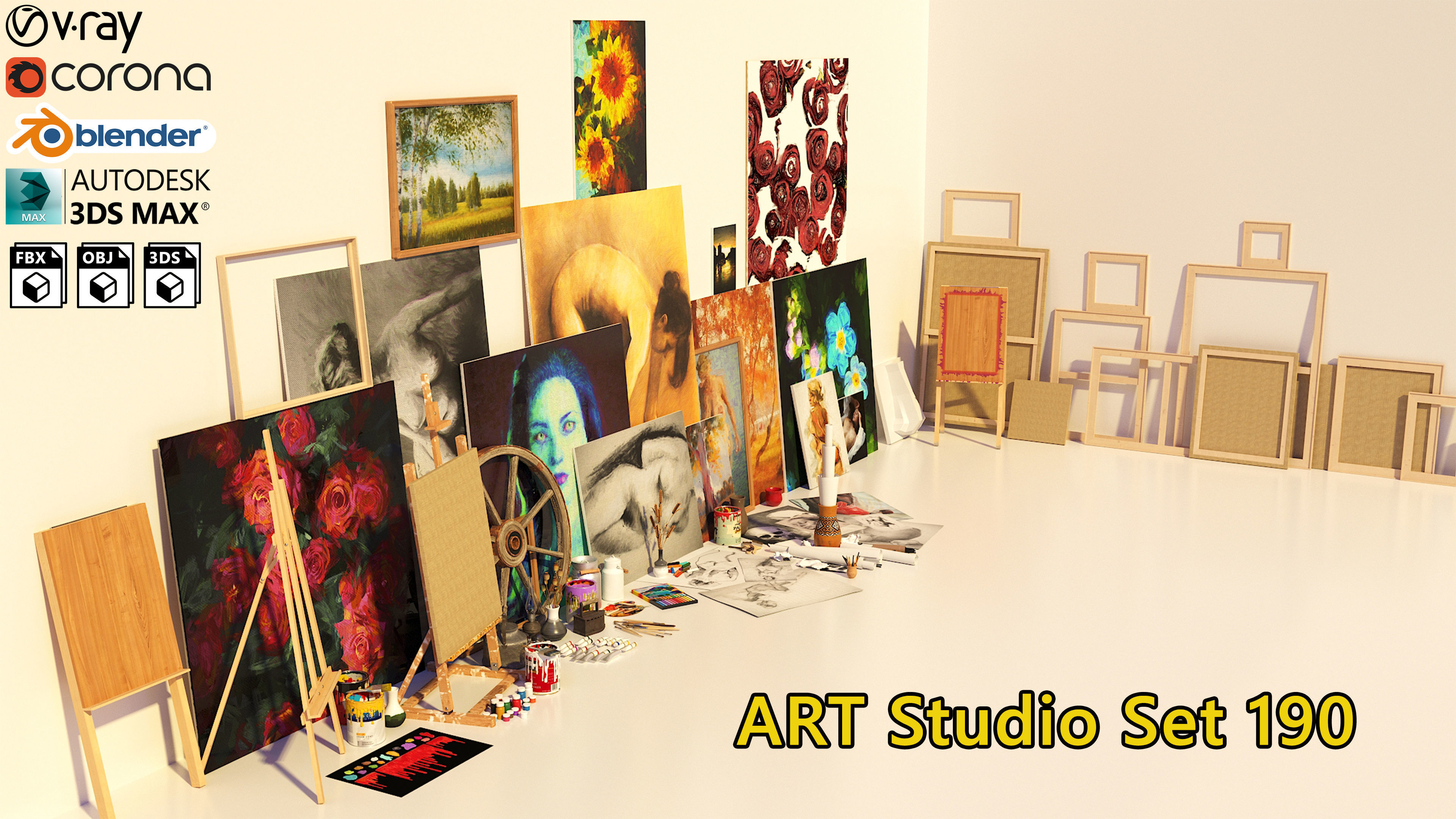 Artist Studio Set 190 3D model_3