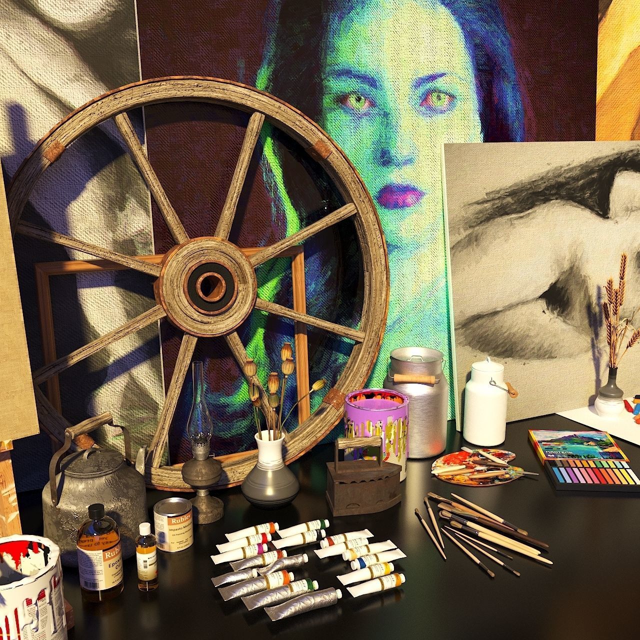 Artist Studio Set 190 3D model_8