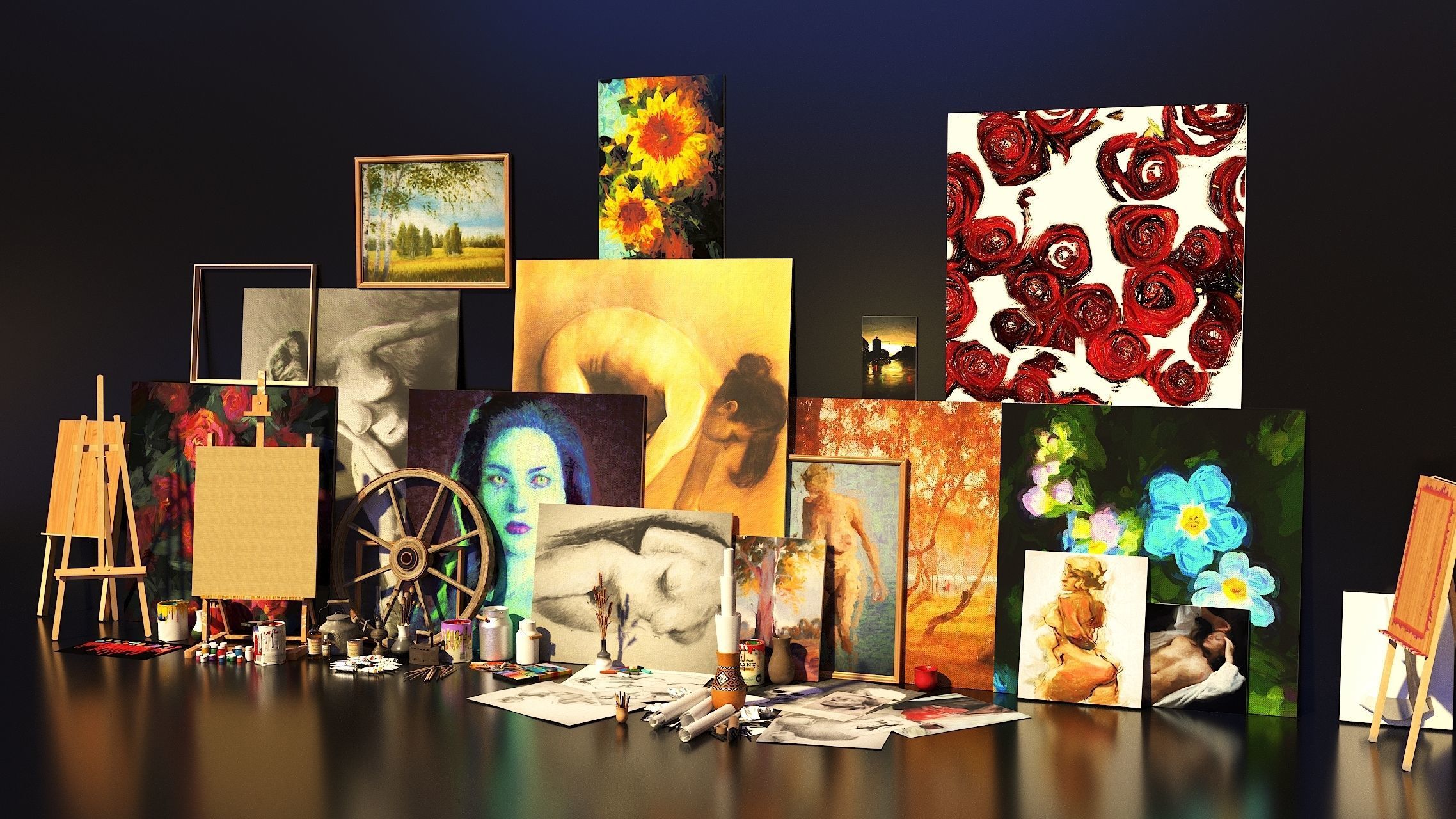 Artist Studio Set 190 3D model_4