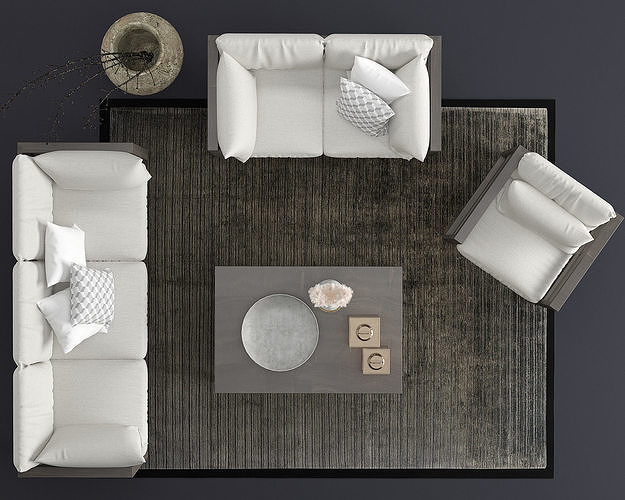 Modern Outdoor Wood Furniture Set 3D model 7