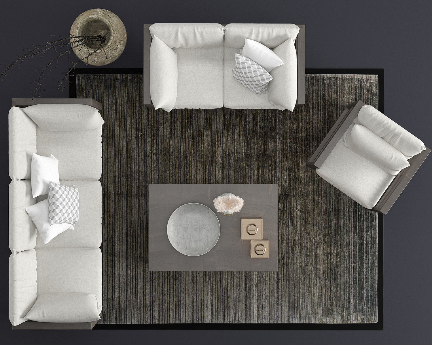 Modern Outdoor Wood Furniture Set 3D model_6