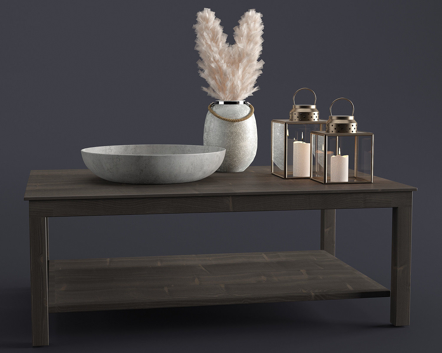 Modern Outdoor Wood Furniture Set 3D model_7