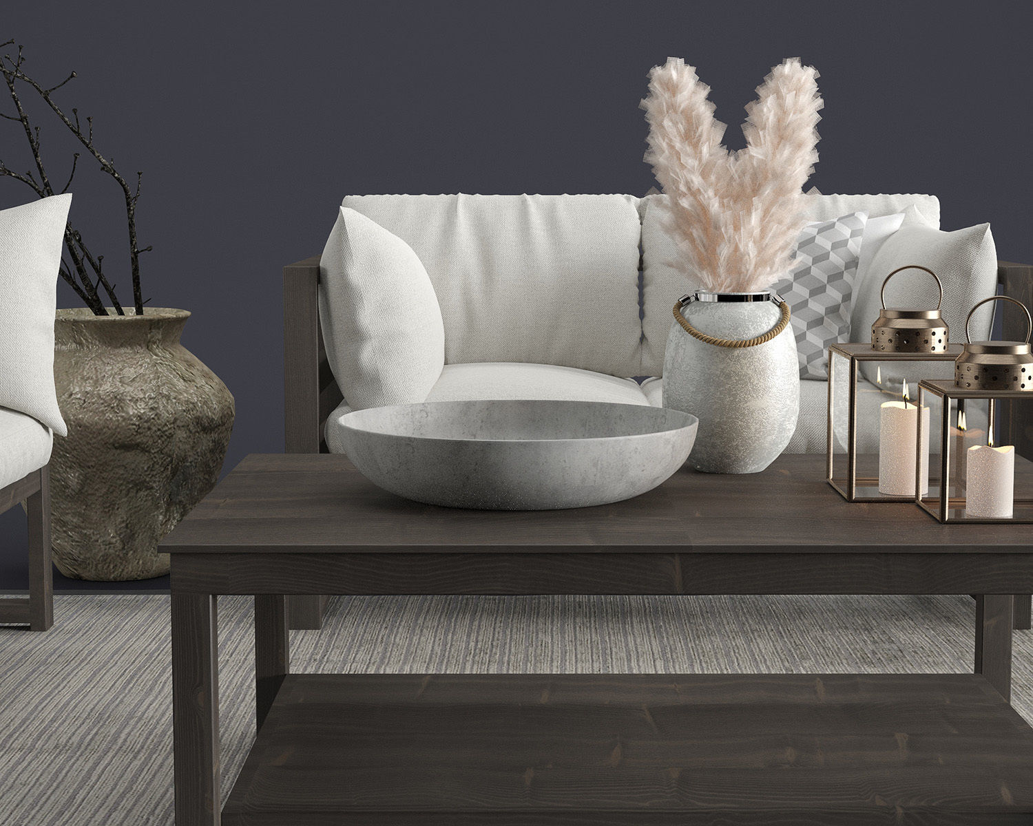 Modern Outdoor Wood Furniture Set 3D model_3