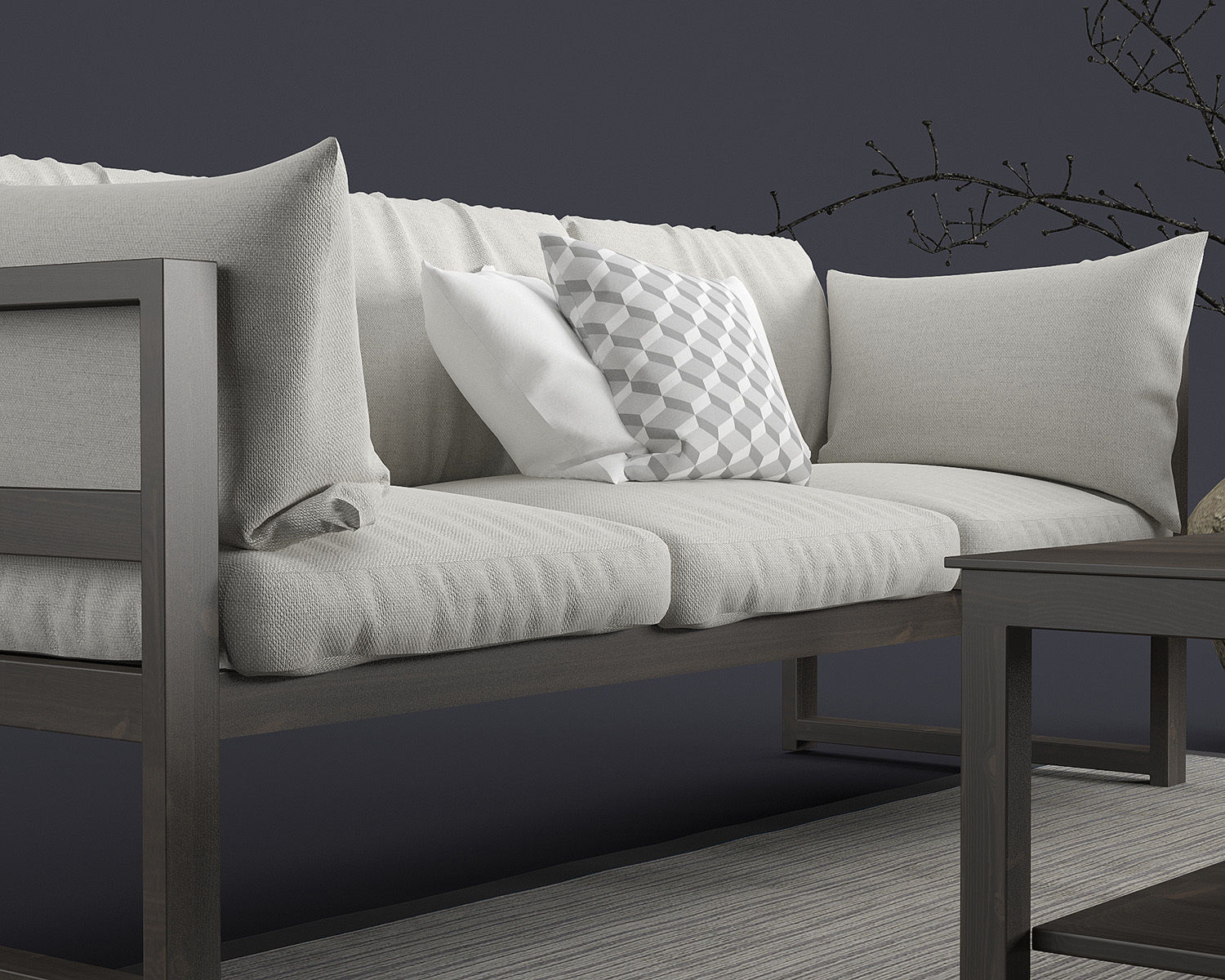 Modern Outdoor Wood Furniture Set 3D model_2