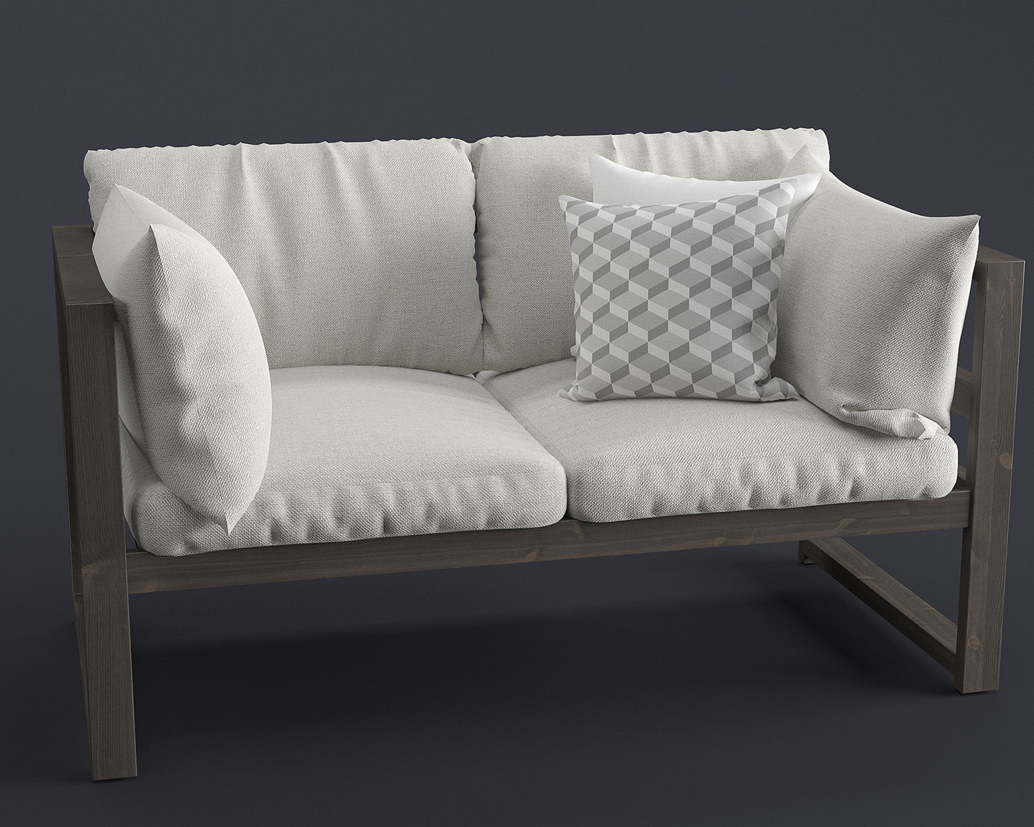 Modern Outdoor Wood Furniture Set 3D model_8