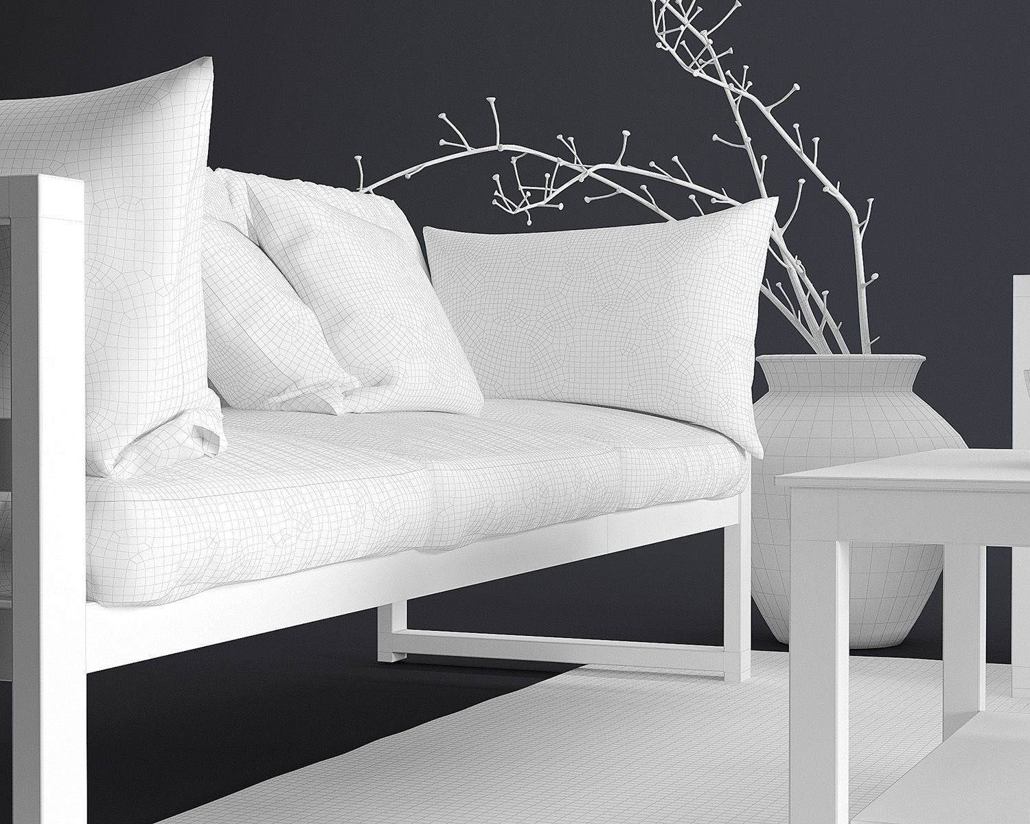 Modern Outdoor Wood Furniture Set 3D model_10