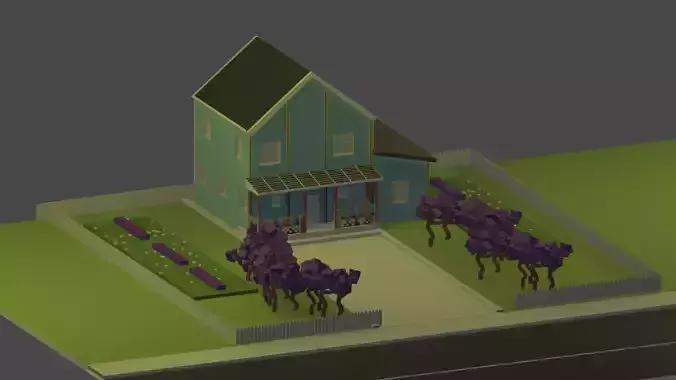 Chalet house with trees Free 3D model