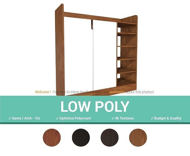 Simple Shoes Rack - Design 03 Low-poly 3D model