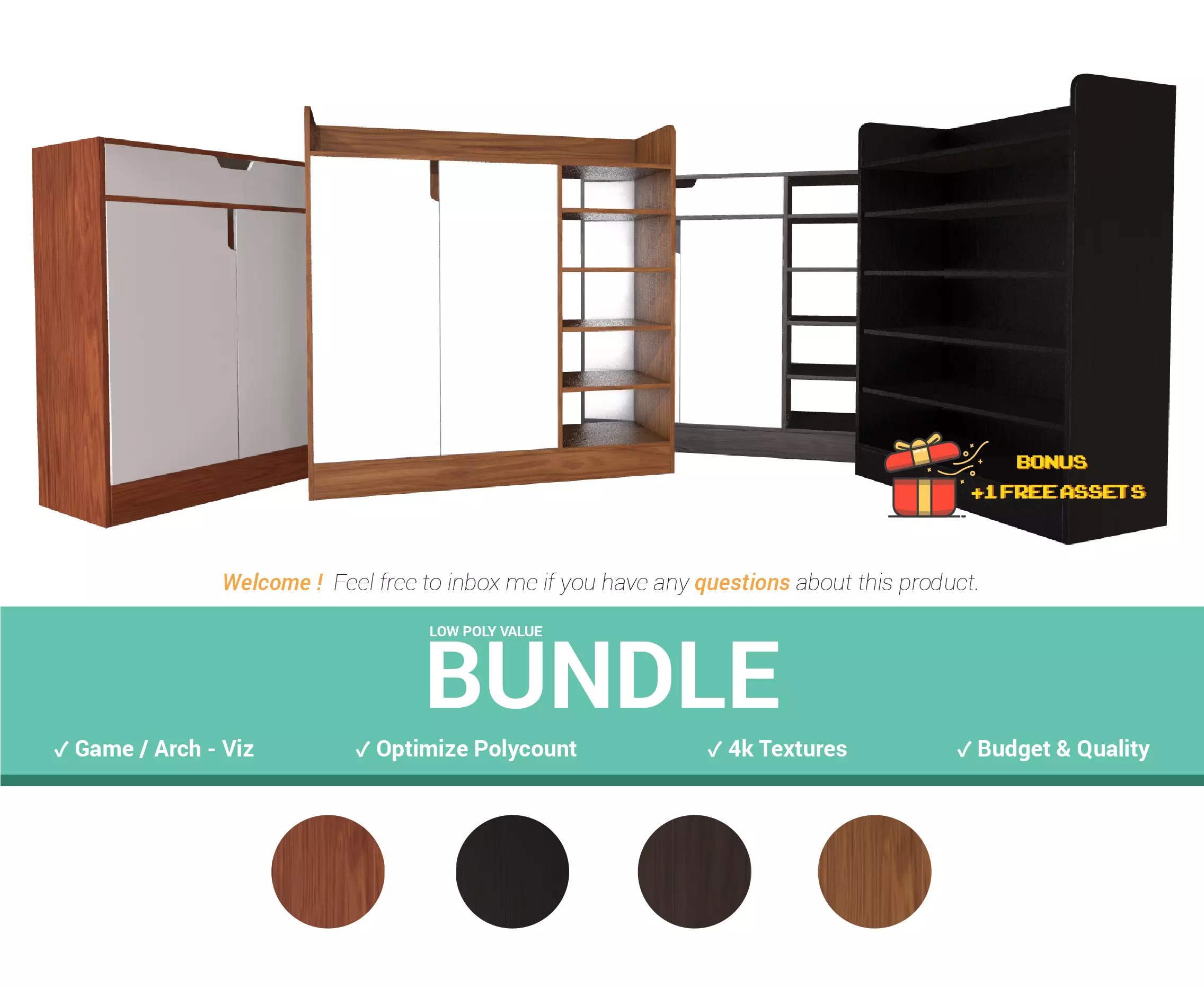 Simple Shoes Rack - Value Bundle Low-poly 3D model