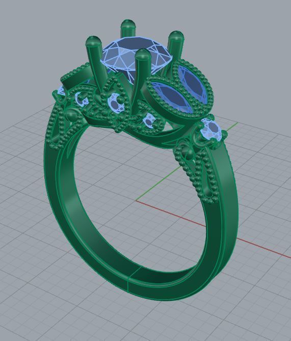 diamond ring 128 3D print model_5