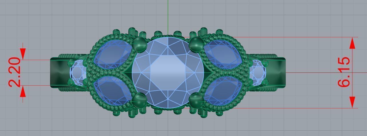 diamond ring 128 3D print model_3