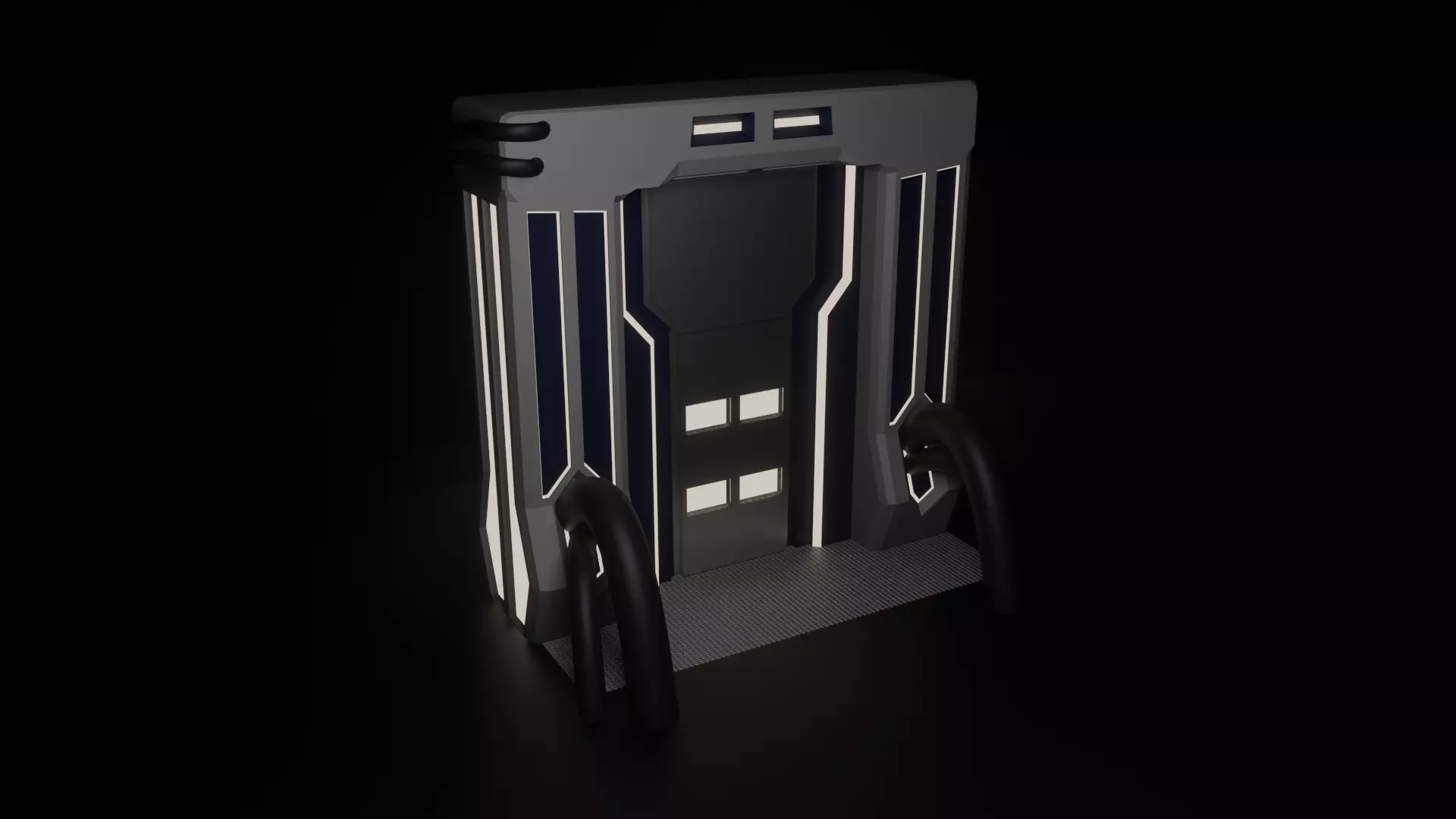 black friday rigged sci-fi door 3d Free 3D model