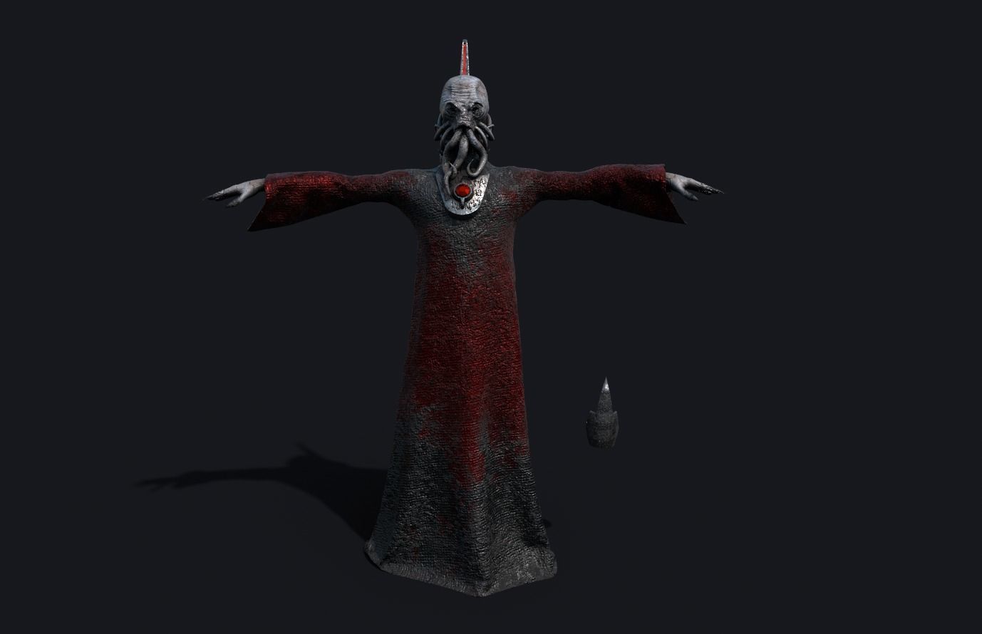 Unrigged Mind Flayer Character - PBR Textures 3D model_1