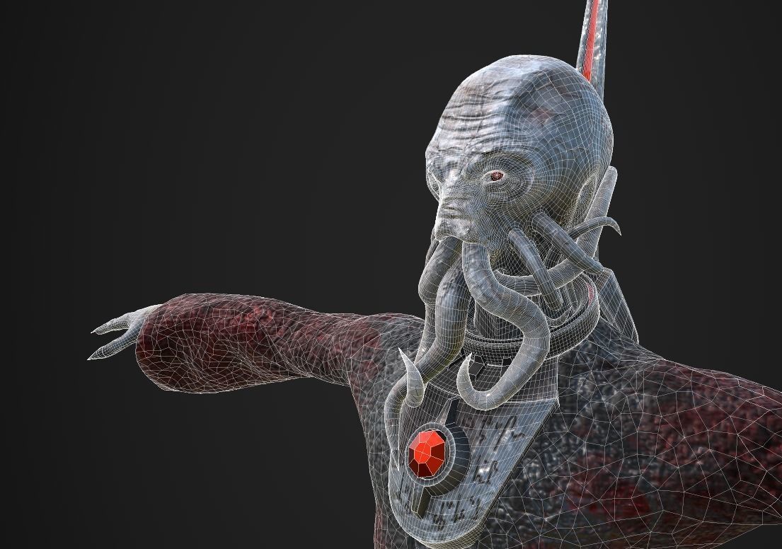 Unrigged Mind Flayer Character - PBR Textures 3D model_6