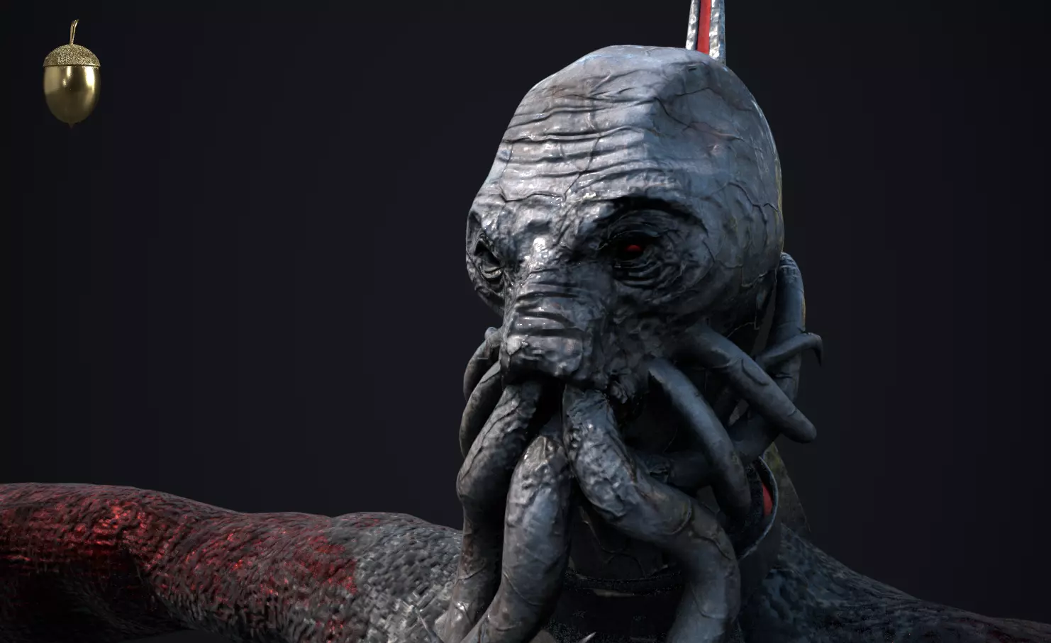 Unrigged Mind Flayer Character - PBR Textures 3D model_0