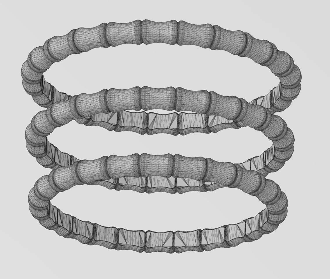 Bamboo pattern replica stackable band 3D print model_14