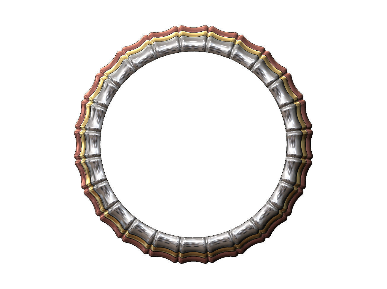 Bamboo pattern replica stackable band 3D print model_4