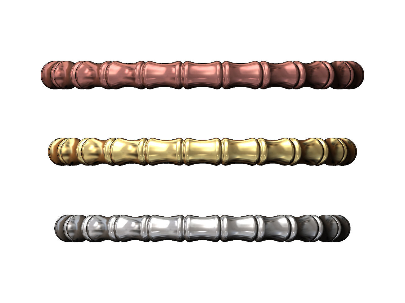 Bamboo pattern replica stackable band 3D print model_3