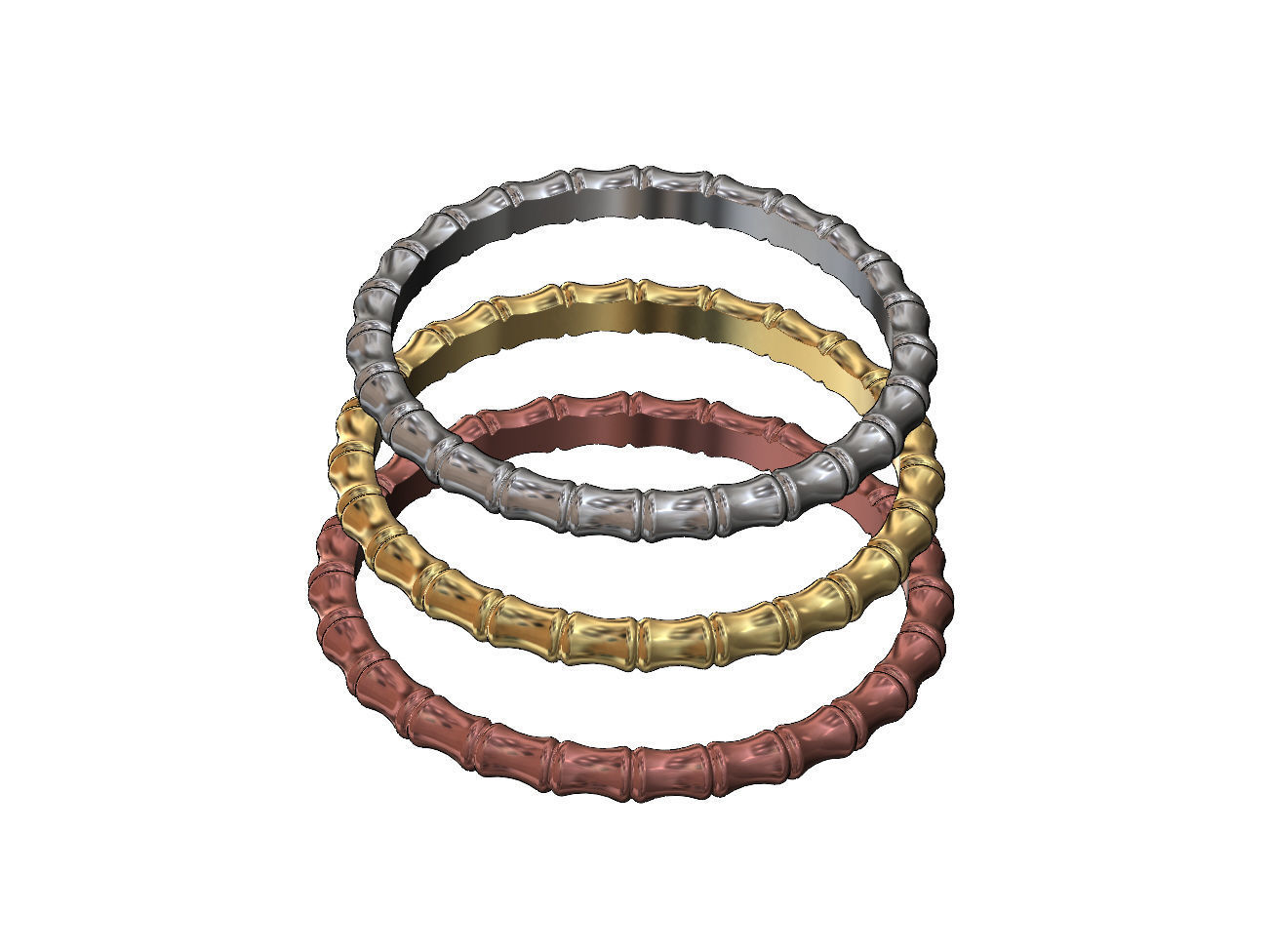 Bamboo pattern replica stackable band 3D print model_2