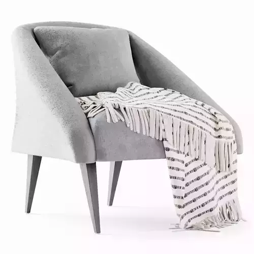 Retro Barrel Chair with plaid 