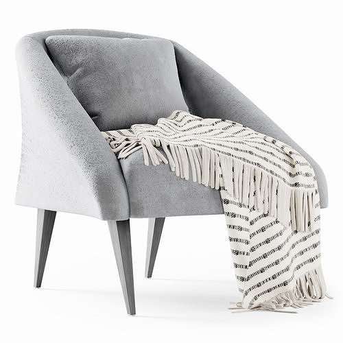 Retro Barrel Chair with plaid  3D model