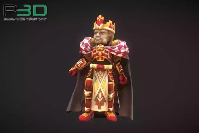 Fantasy RPG King Low-poly 3D model