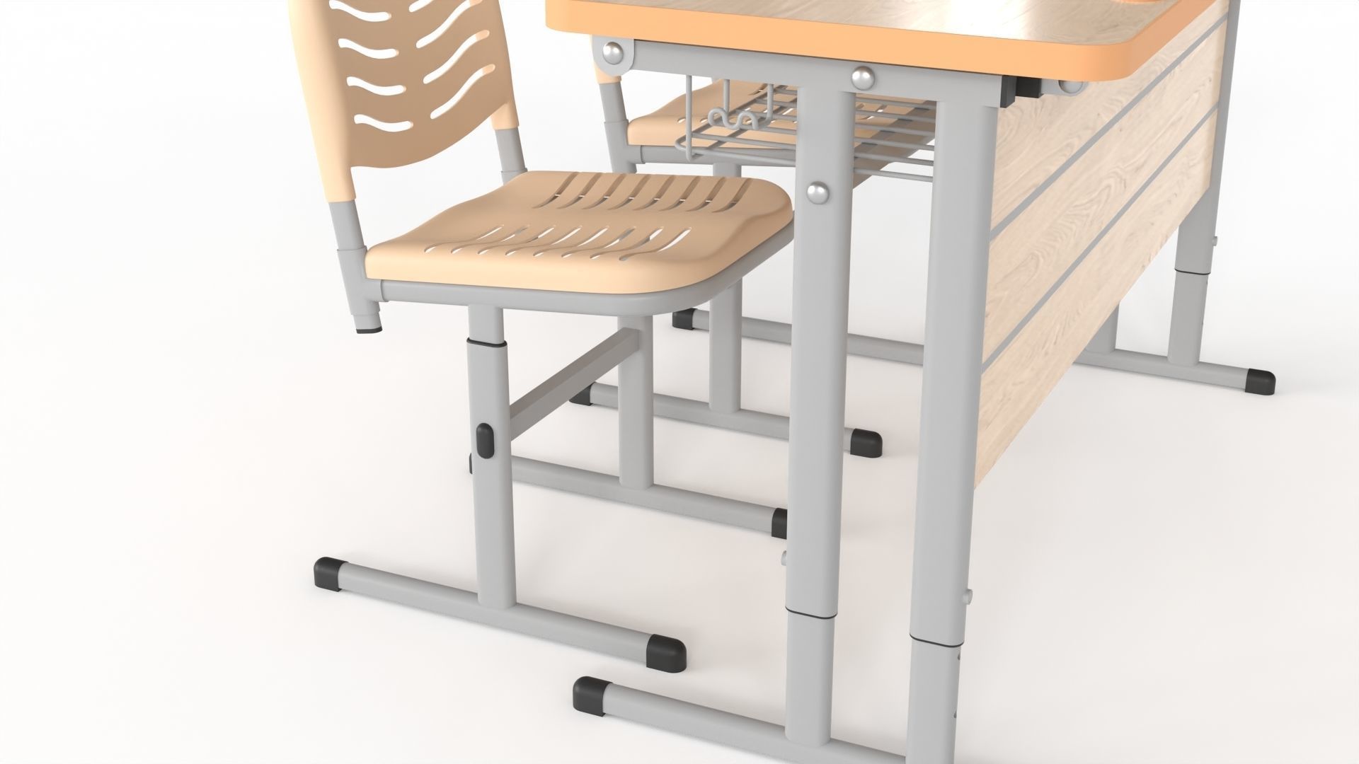Double Scool Table 3D model_8