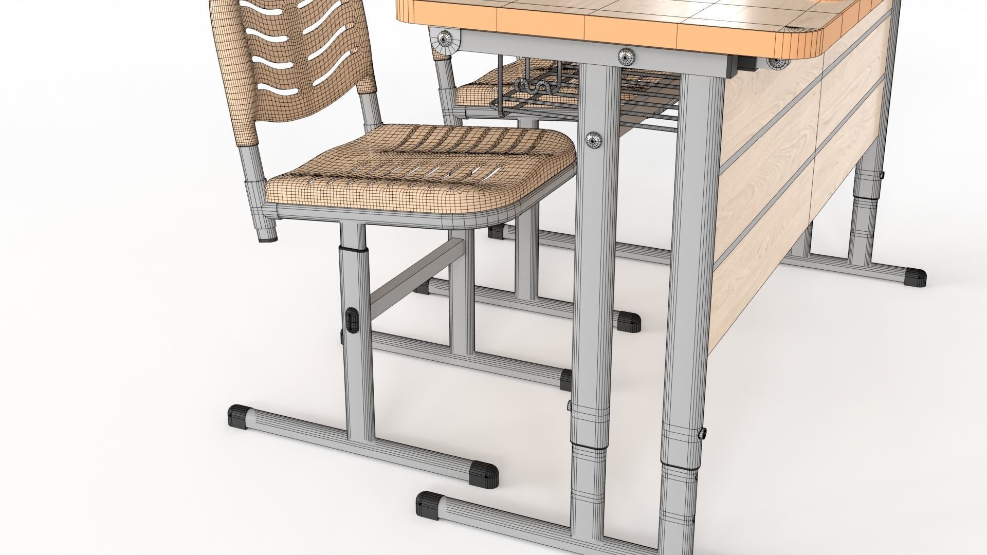 Double Scool Table 3D model_18