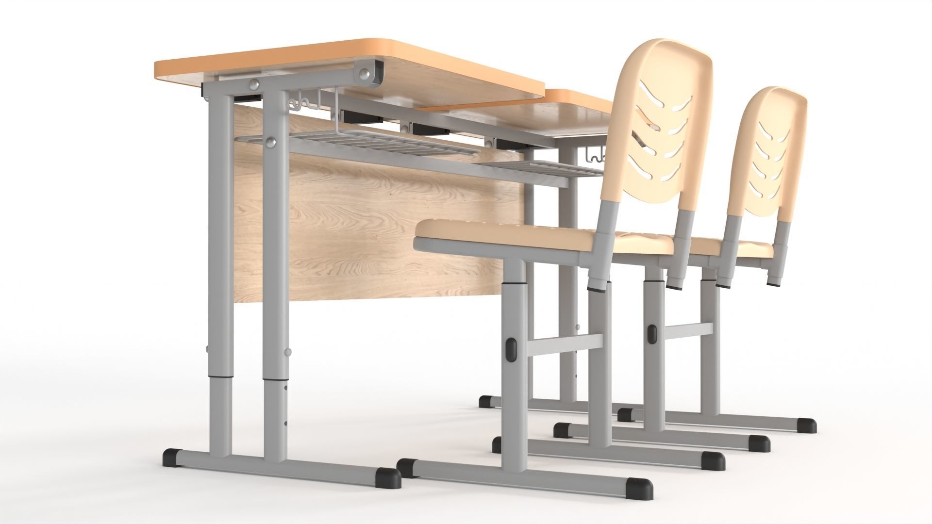 Double Scool Table 3D model_3